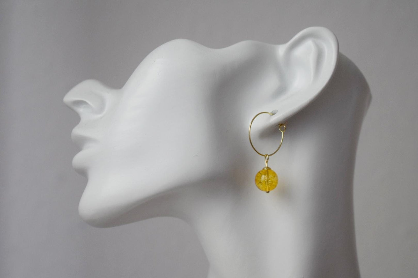 Creolen aus Citrinperlen, gelbe Edelsteinperle, 18 Karat vergoldeter chirurgischer Edelstahl, Geburtsstein für November, Schmuckgeschenk für Sie