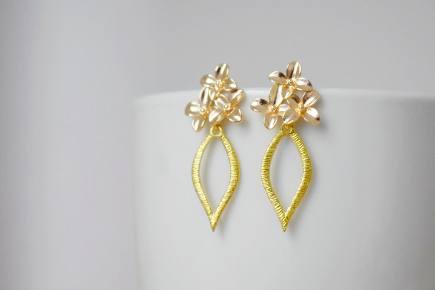 Leaf Floral Earrings: Statement Dangles, Golden Boho Jewelry, Gift for her