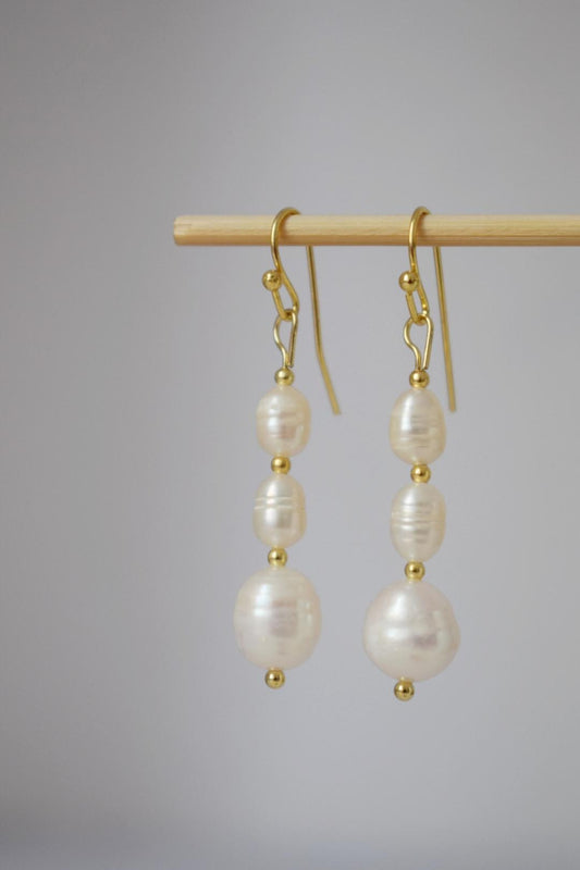 Freshwater Pearl Earrings, Statement Dangle Drop Wedding Jewelry, Anniversary Gift