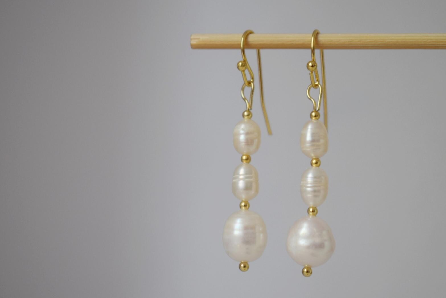 Freshwater Pearl Earrings, Statement Dangle Drop Wedding Jewelry, Anniversary Gift