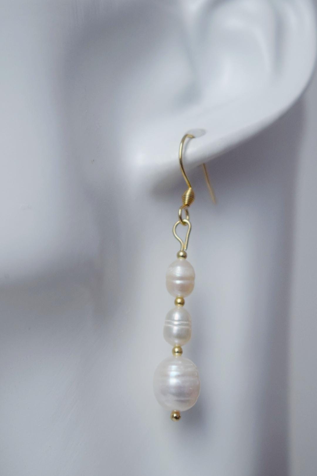 Süßwasserperlen Ohrringe, Statement Ohrhänger, 18k vergoldete Edelstahlhaken, Hochzeitsschmuck, Jahrestagsgeschenk für Sie