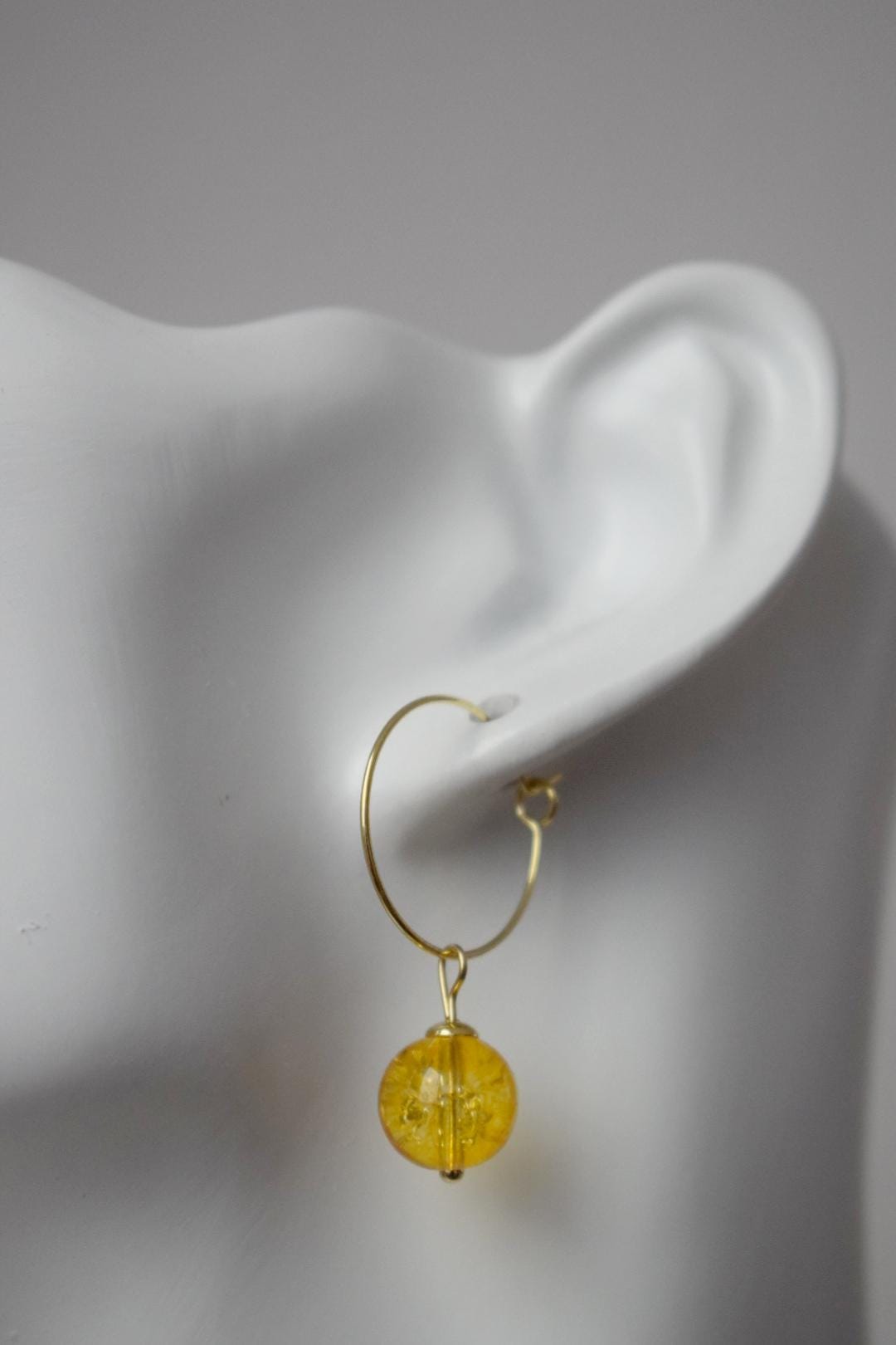 Creolen aus Citrinperlen, gelbe Edelsteinperle, 18 Karat vergoldeter chirurgischer Edelstahl, Geburtsstein für November, Schmuckgeschenk für Sie