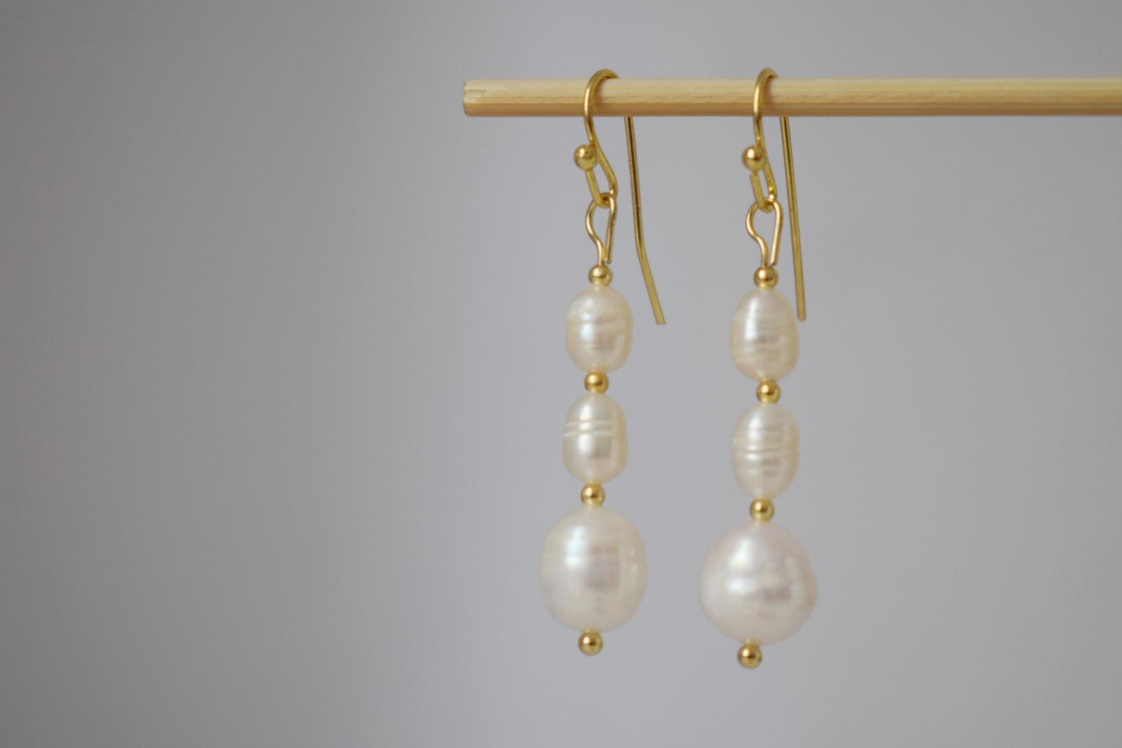 Freshwater Pearl Earrings, Statement Dangle Drop Wedding Jewelry, Anniversary Gift