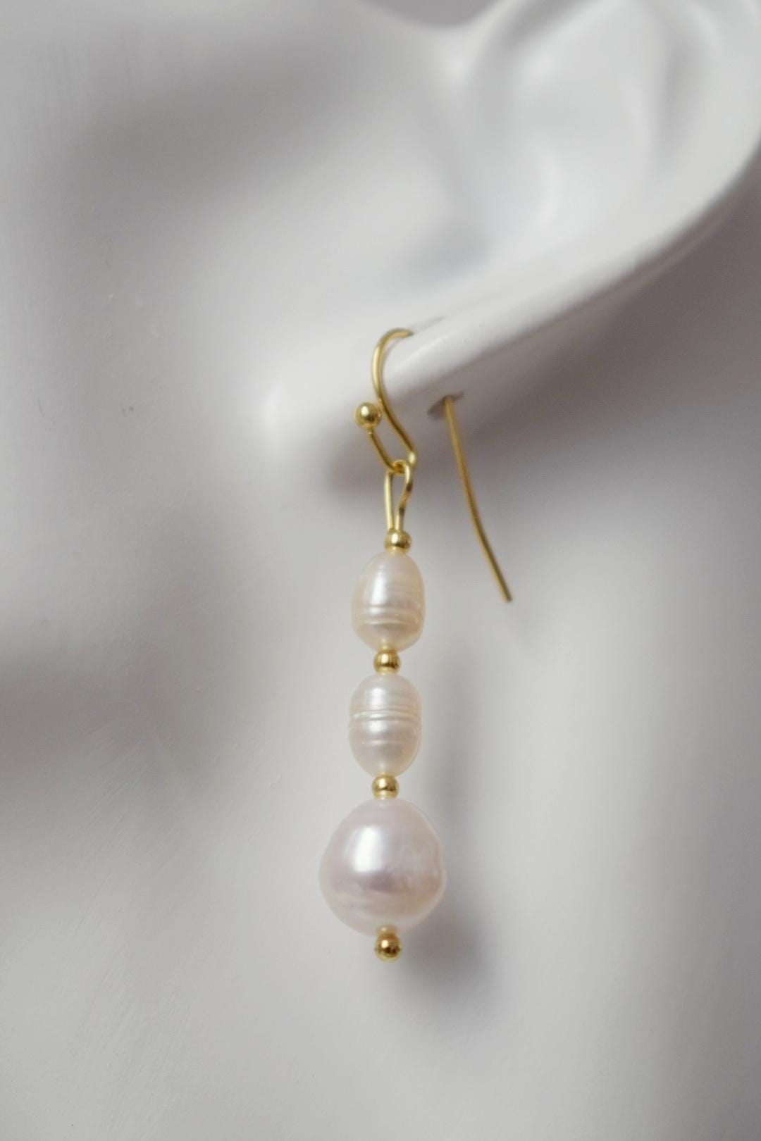 Süßwasserperlen Ohrringe, Statement Ohrhänger, 18k vergoldete chirurgische Edelstahlhaken, Hochzeitsschmuck, Jubiläumsgeschenk