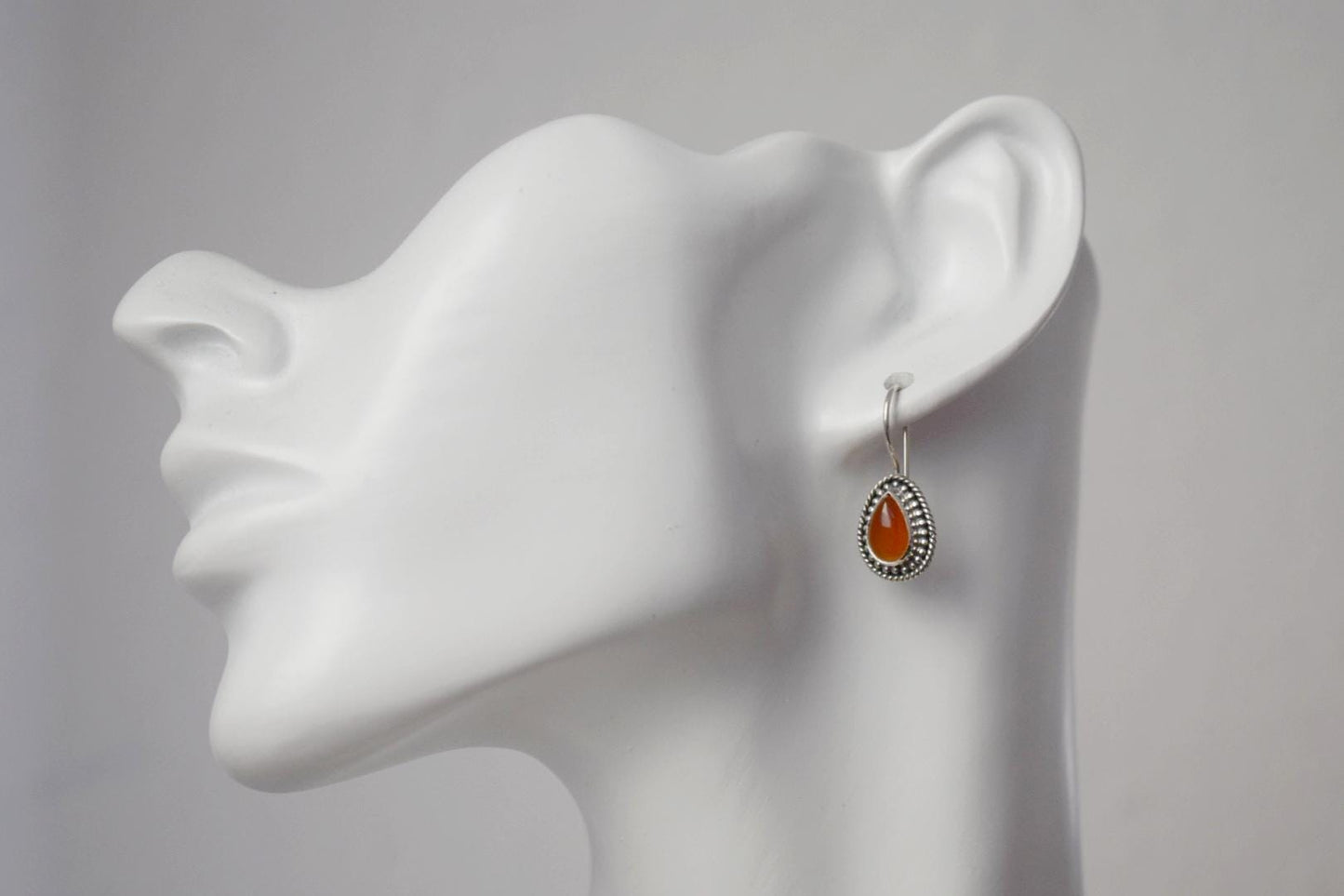 Carnelian Dangle Earrings: Sterling Silver Boho Jewelry