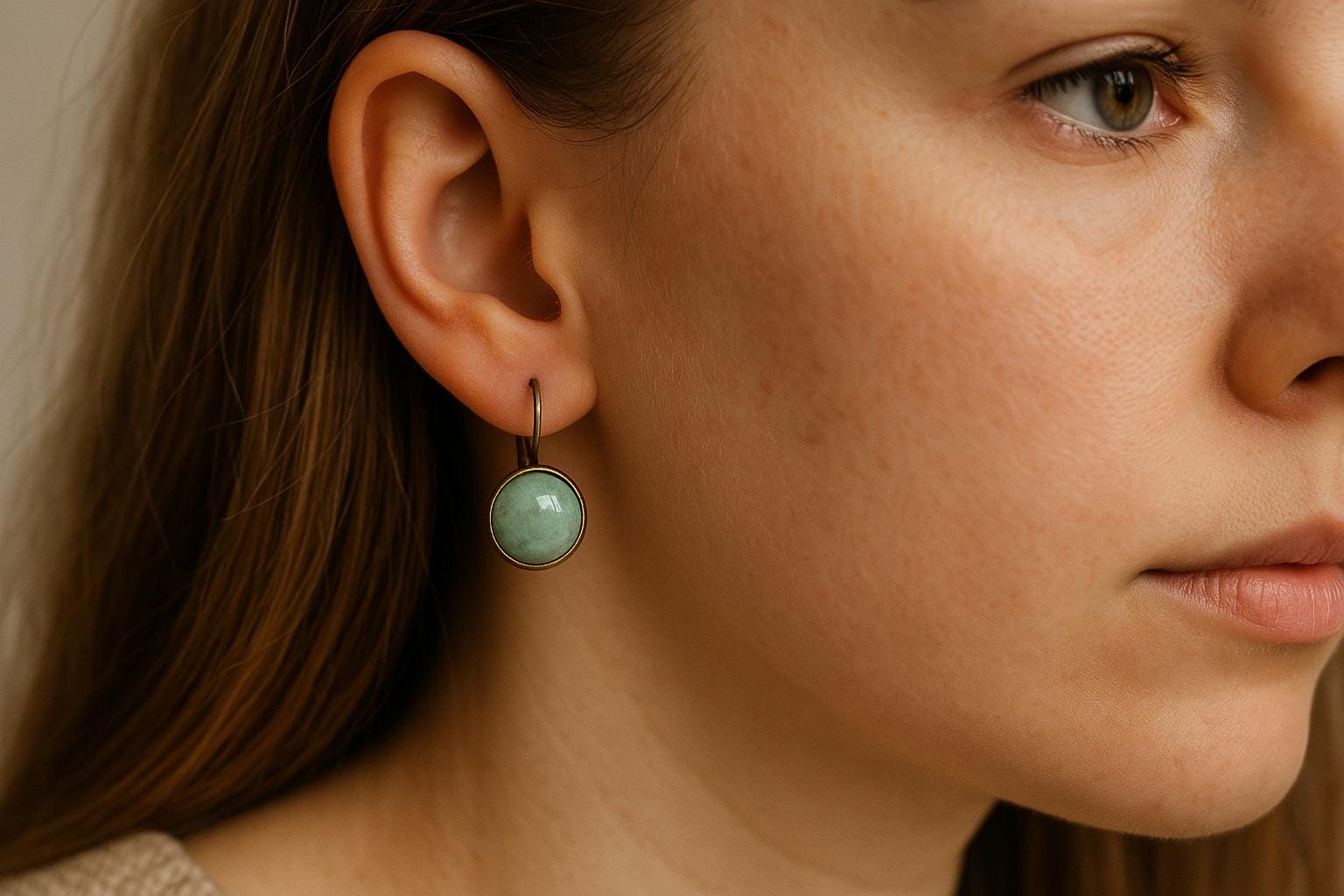 Green Aventurine Dangle Earrings: Vintage Style, Antique Bronze Jewelry