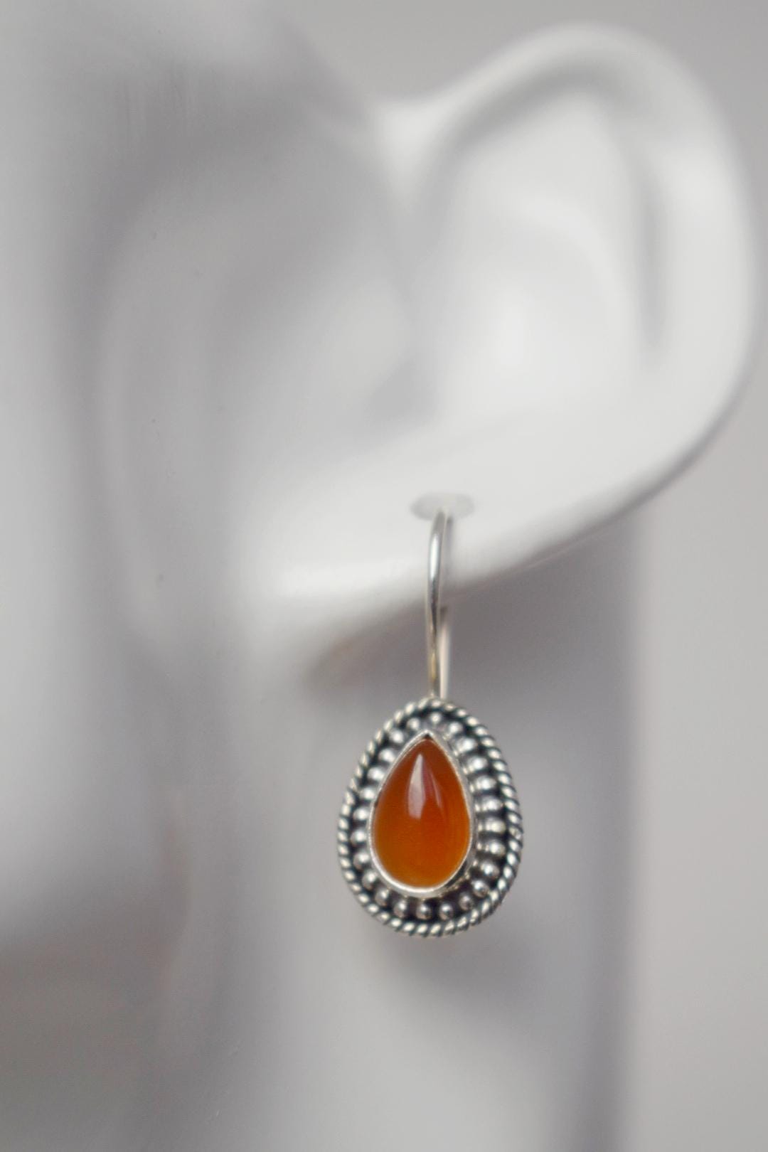 Carnelian Dangle Earrings: Sterling Silver Boho Jewelry