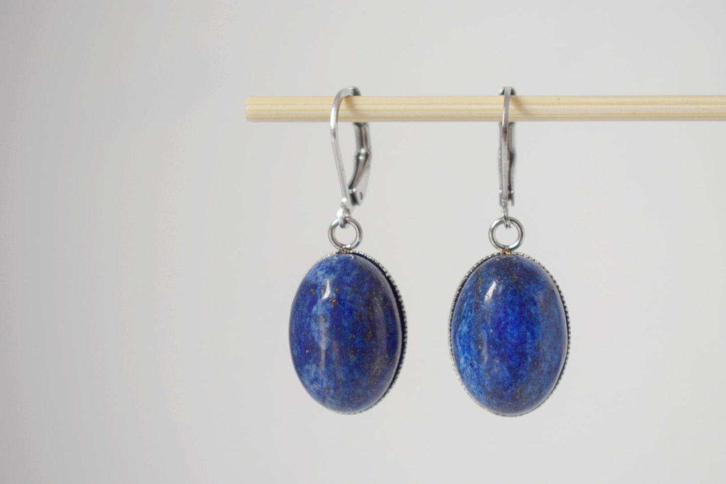 Lapis lazuli earrings dangle, Blue Gemstone huggies hoops, Birthstone Jewelry