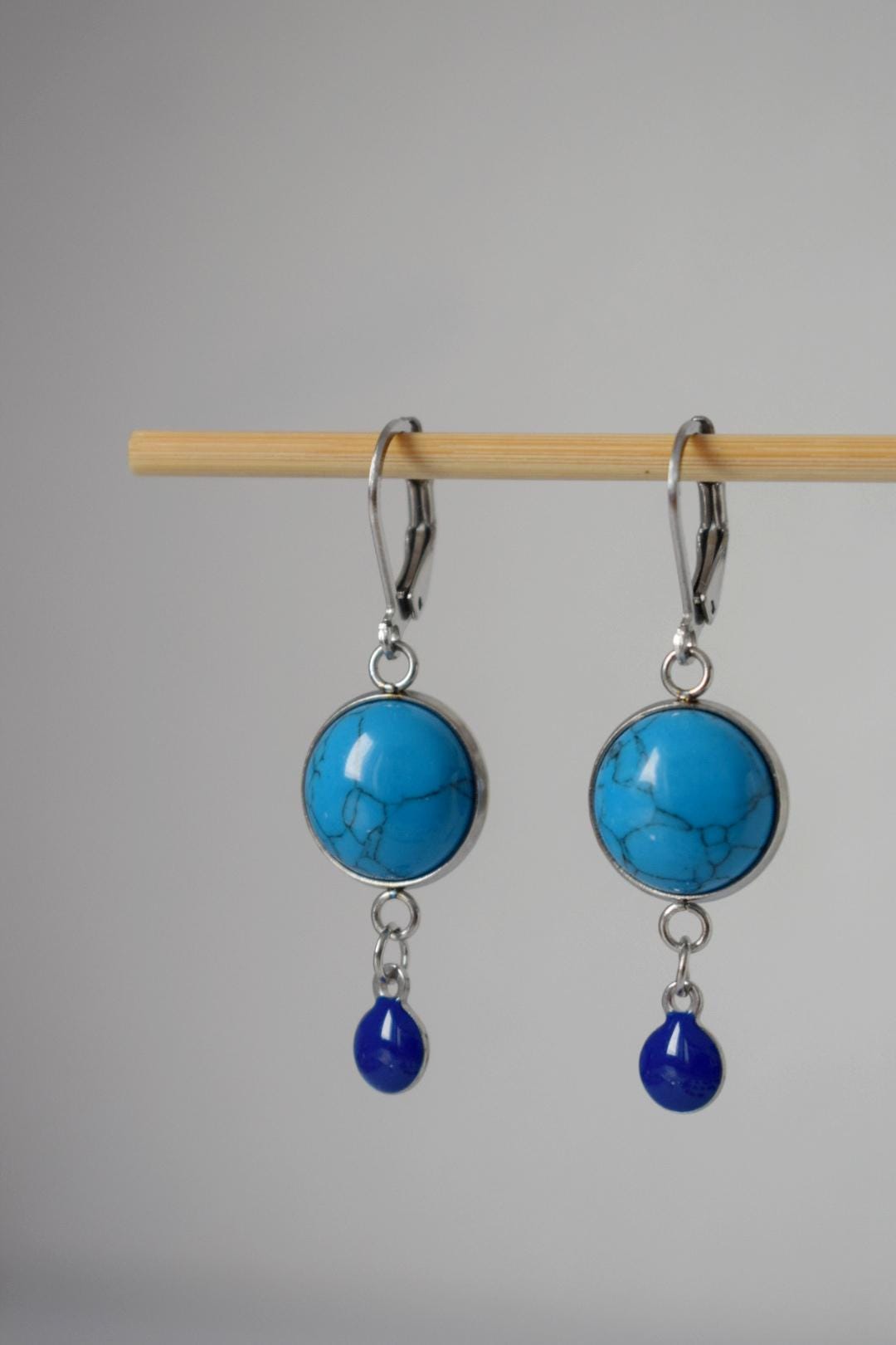 Turquoise Dangle Earrings: Stainless Steel Jewelry