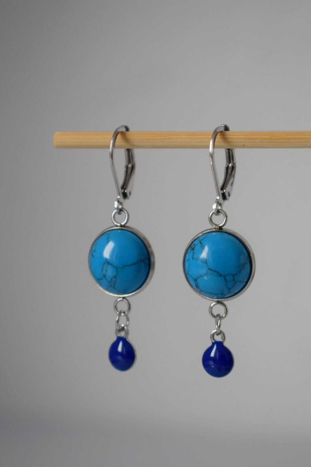 Turquoise Dangle Earrings: Stainless Steel Jewelry