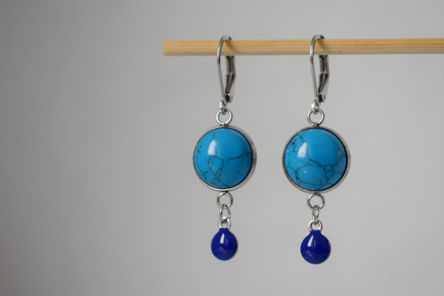 Turquoise Dangle Earrings: Stainless Steel Jewelry