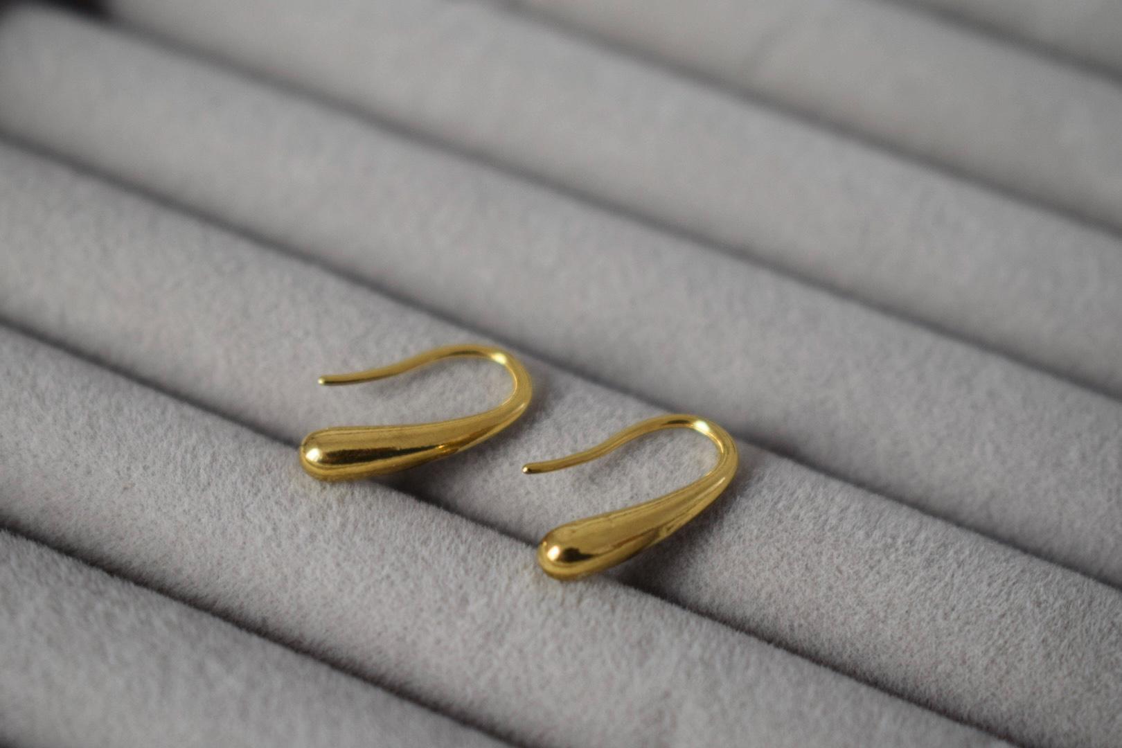 Teardrop 18K Gold Plated Dangle Earrings, Minimalist Jewellery