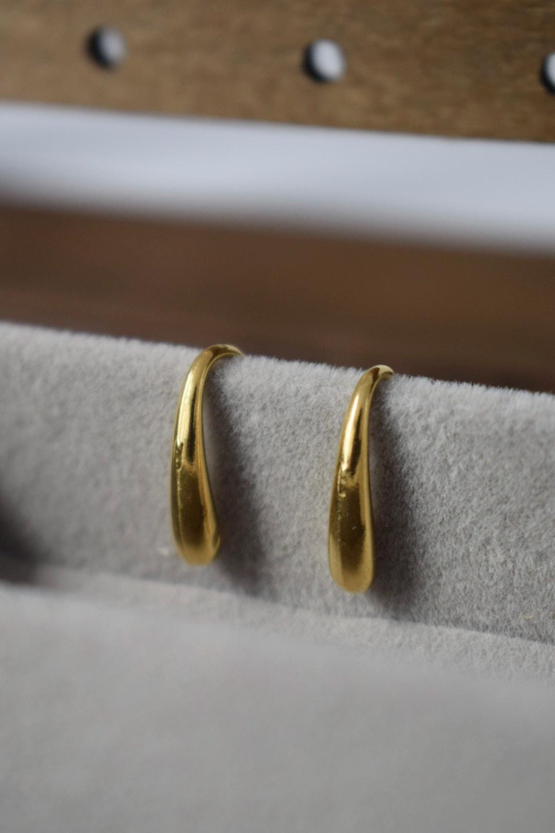 Teardrop 18K Gold Plated Dangle Earrings, Minimalist Jewellery