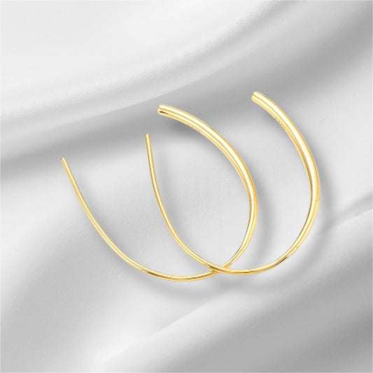 925 Sterling Silver Teardrop Ear Thread, Golden Drop Stylish Elegant Earrings, Silver Jewellery