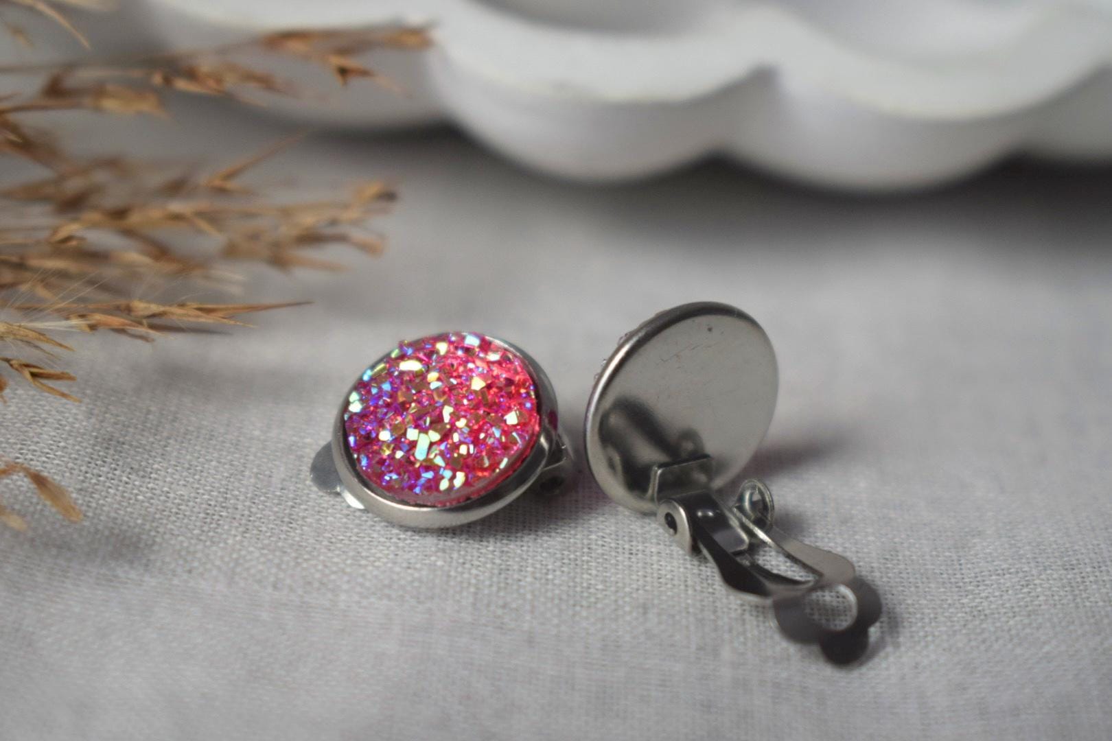 Sparkly clip on earrings, Stainless steel, Non pierced jewellery