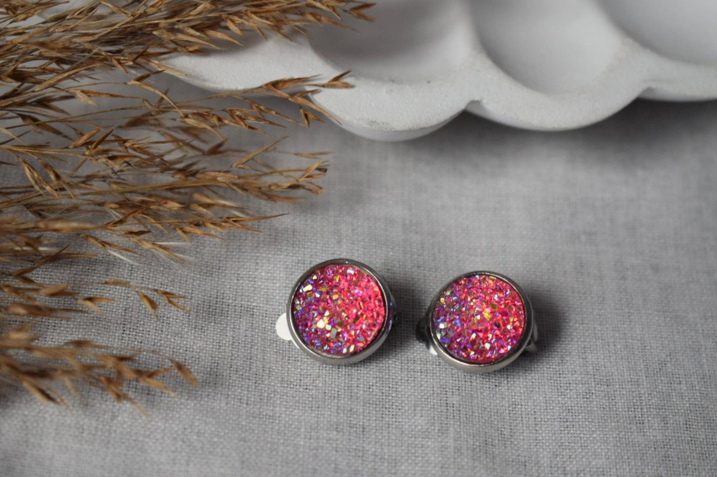 Sparkly clip on earrings, Stainless steel, Non pierced jewellery