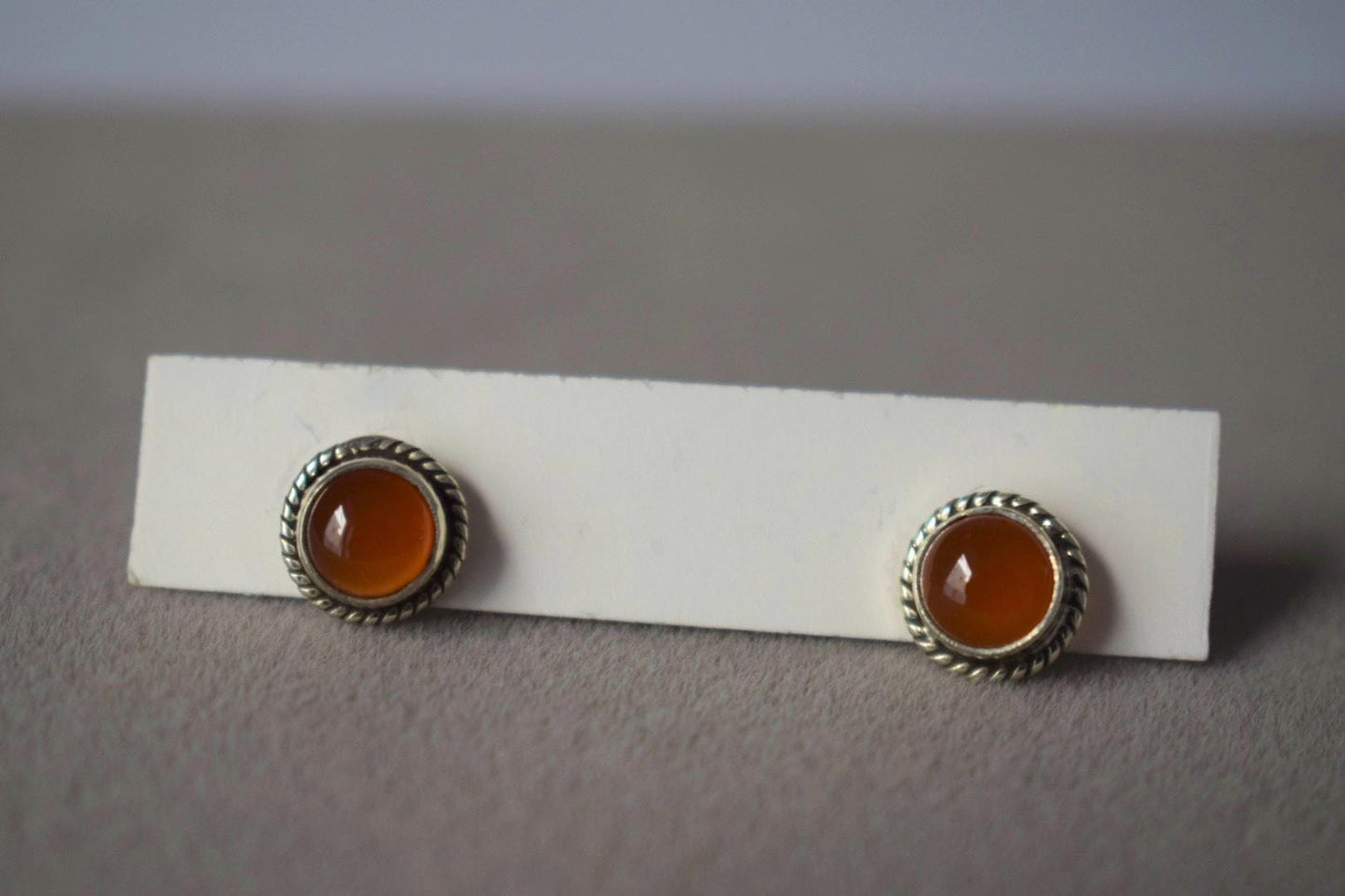 Small Carnelian Stud Earrings in Sterling Silver, Gemstone Birthstone 925 Silver Jewelry