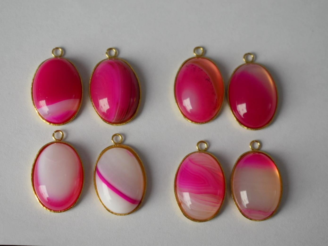 Huggie Earrings Banded Pink Agate, Gemstone Handmade Jewelry, Gift for her