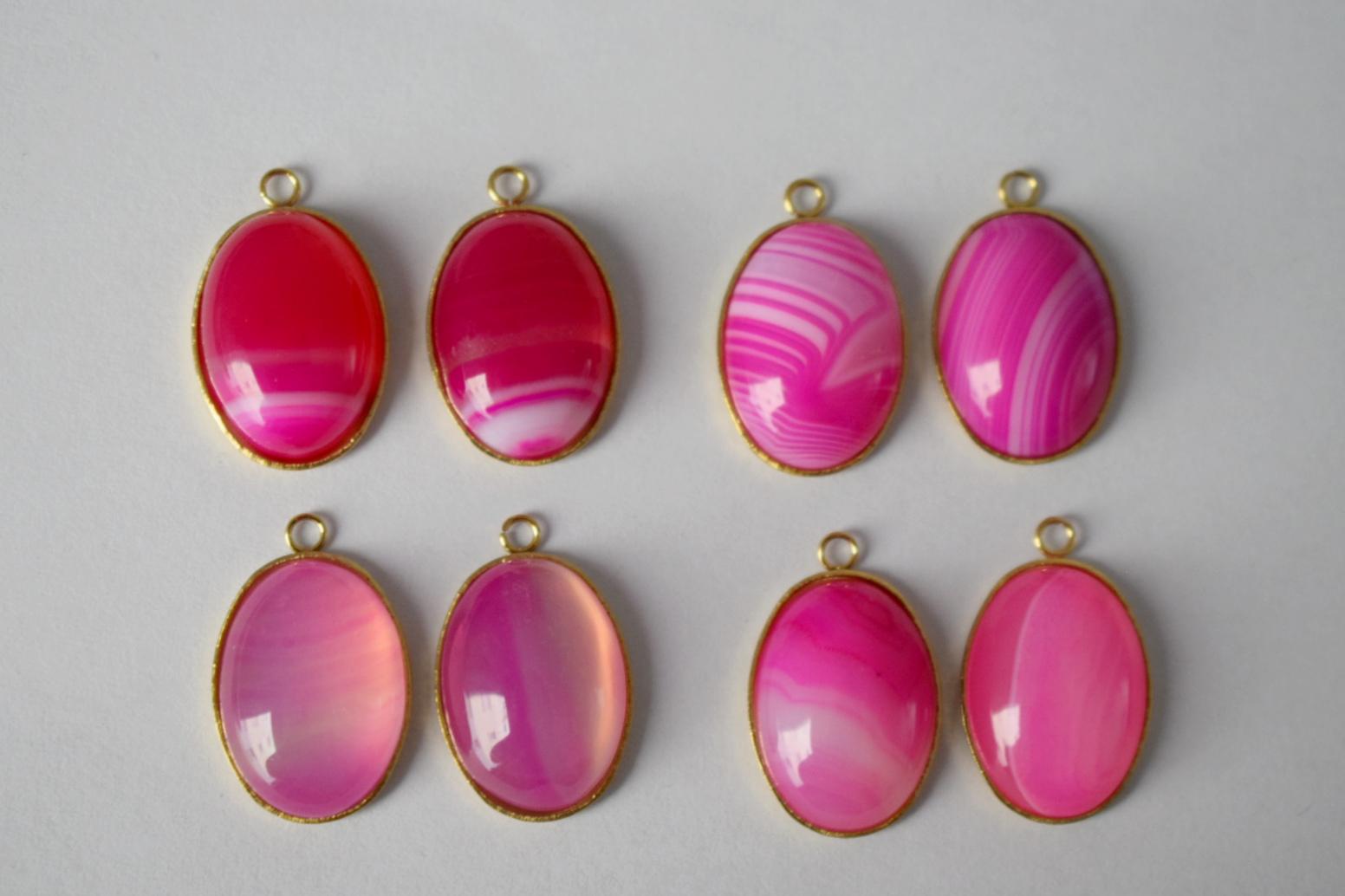 Huggie Earrings Banded Pink Agate, Gemstone Handmade Jewelry, Gift for her