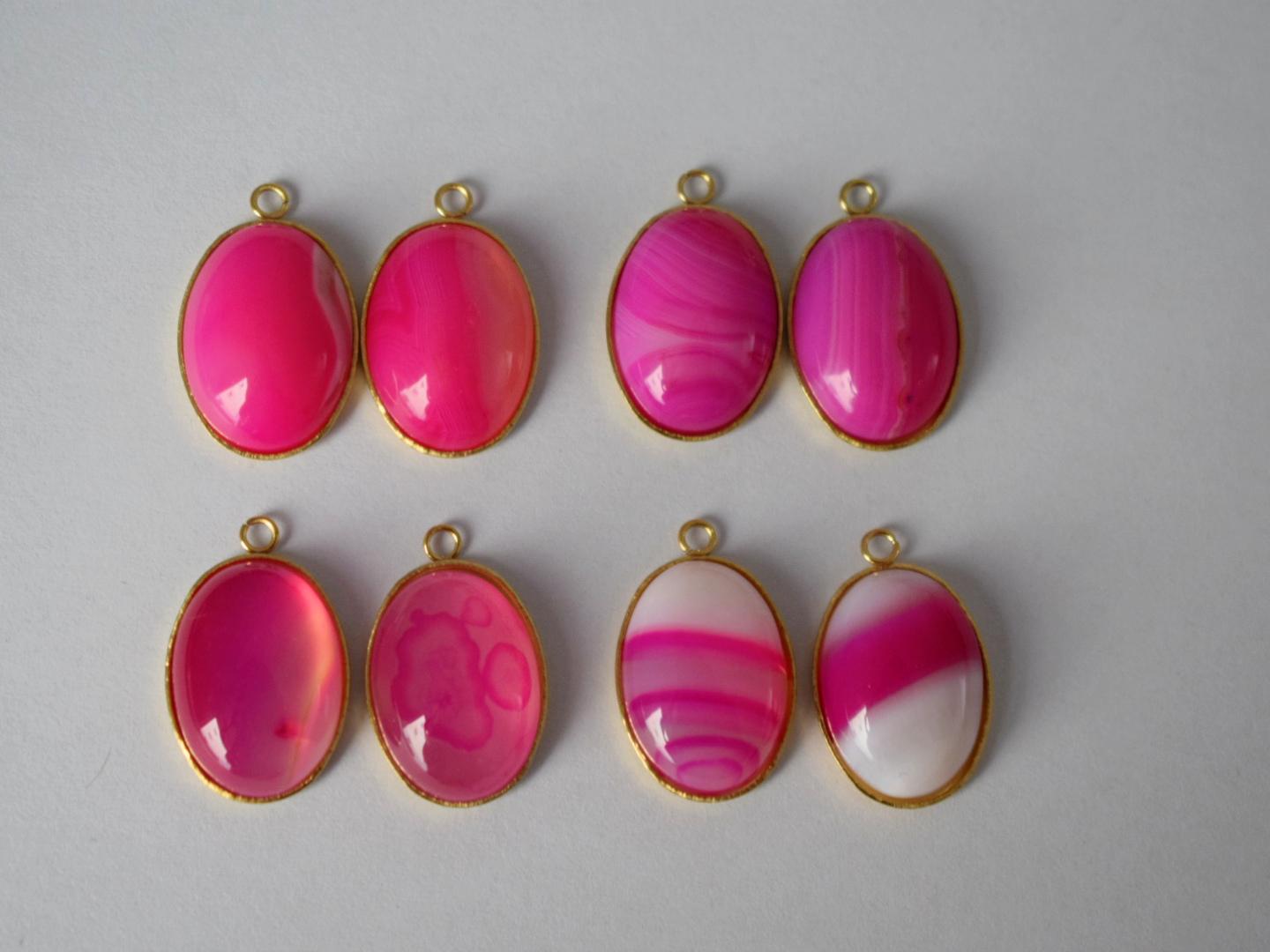 Huggie Earrings Banded Pink Agate, Gemstone Handmade Jewelry, Gift for her