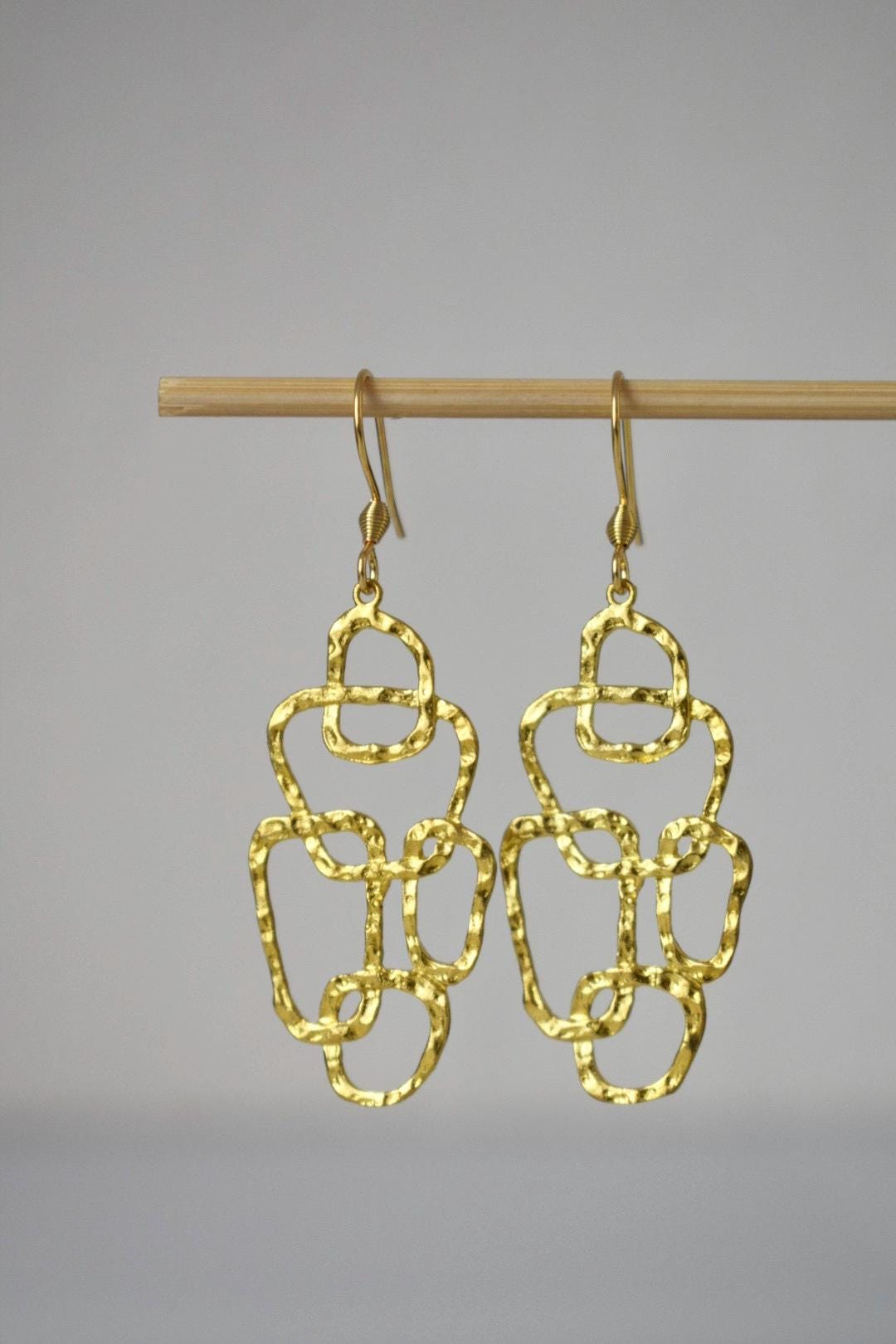 Geometric Dangle Earrings: Golden Jewelry