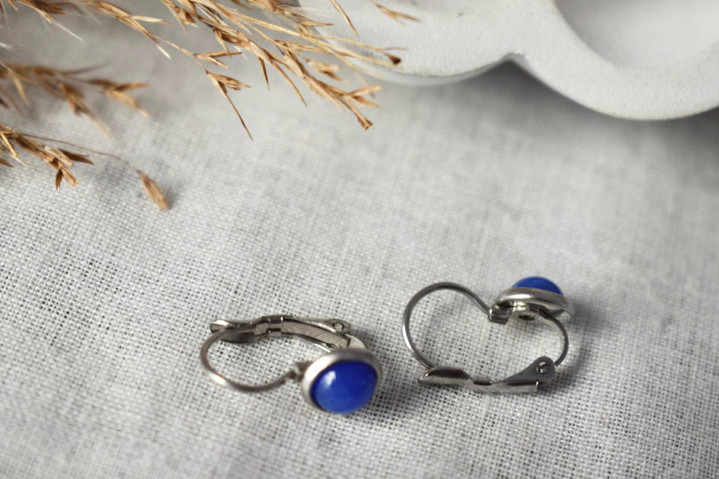 Blue Jade Earrings, Minimalist Gemstone Jewelry