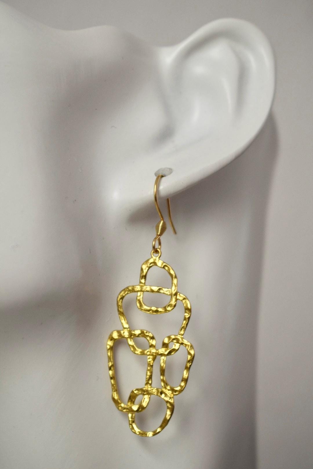 Geometric Dangle Earrings: Golden Jewelry