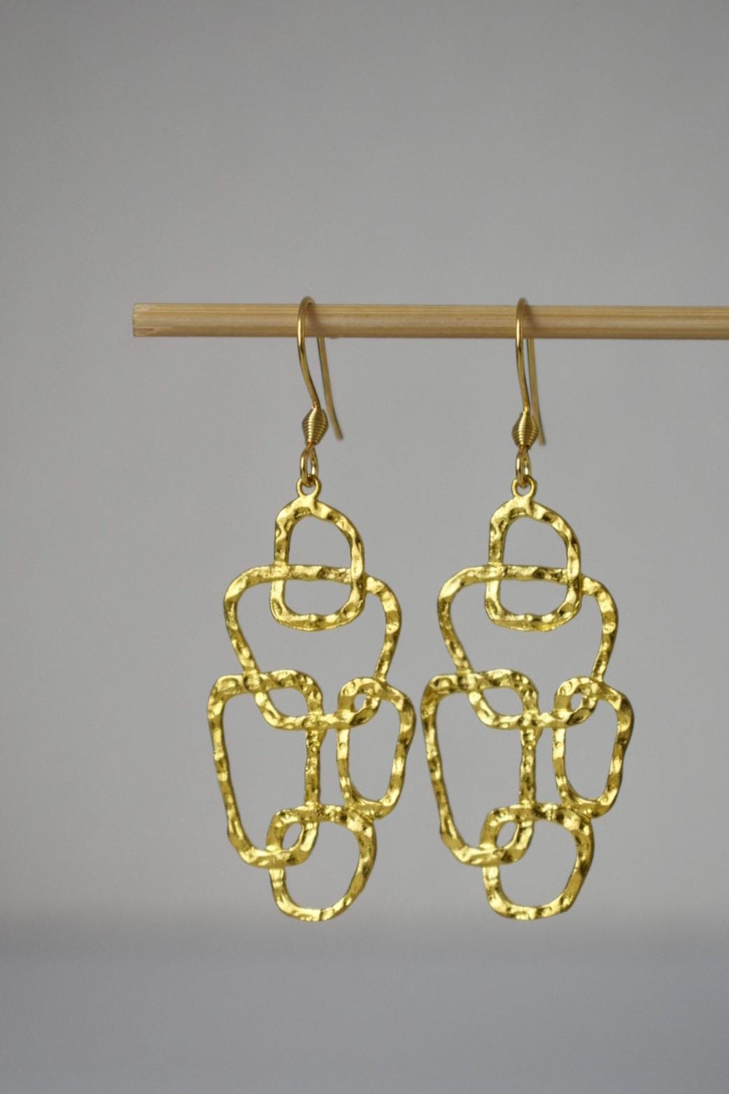Geometric Dangle Earrings: Golden Jewelry