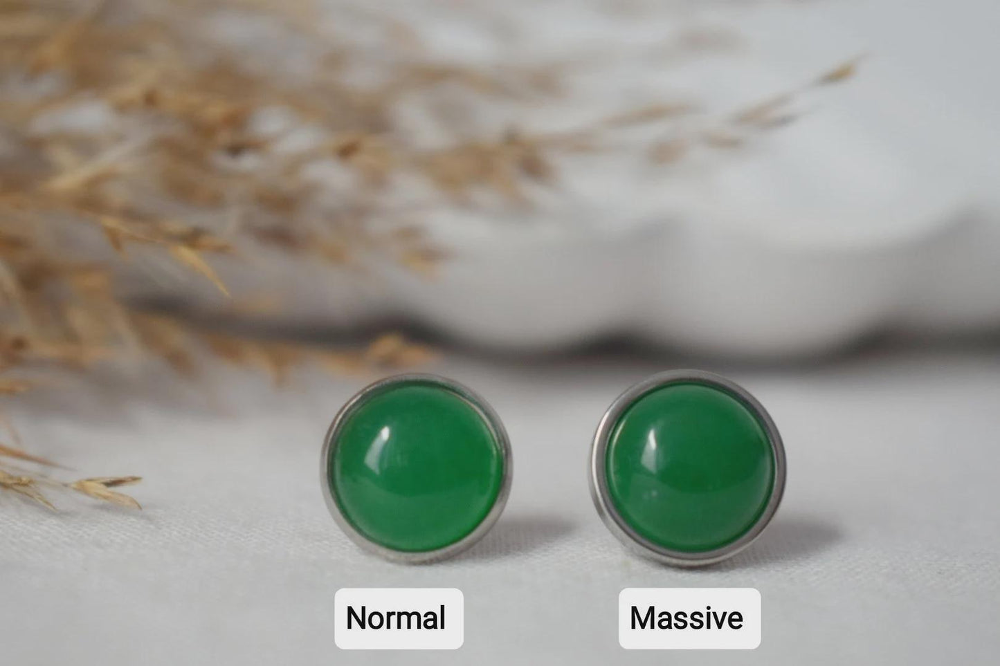 White jade stud earrings, Small round gemstone push-back earrings, Stainless steel post earrings, Minimalist jewelry, gift for her