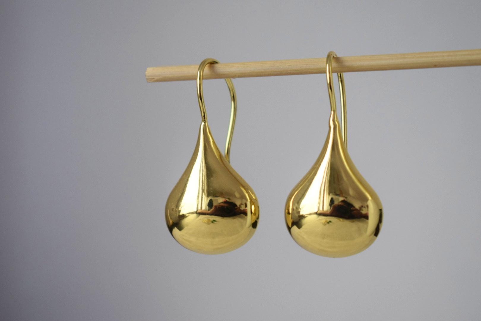 Teardrop Earrings, 18K Gold Plated Dangle Earrings, Minimalist Jewellery, Gift for her