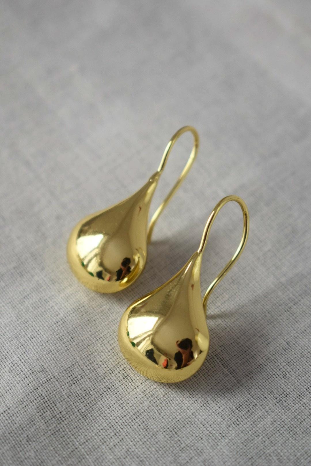 Teardrop Earrings, 18K Gold Plated Dangle Earrings, Minimalist Jewellery, Gift for her