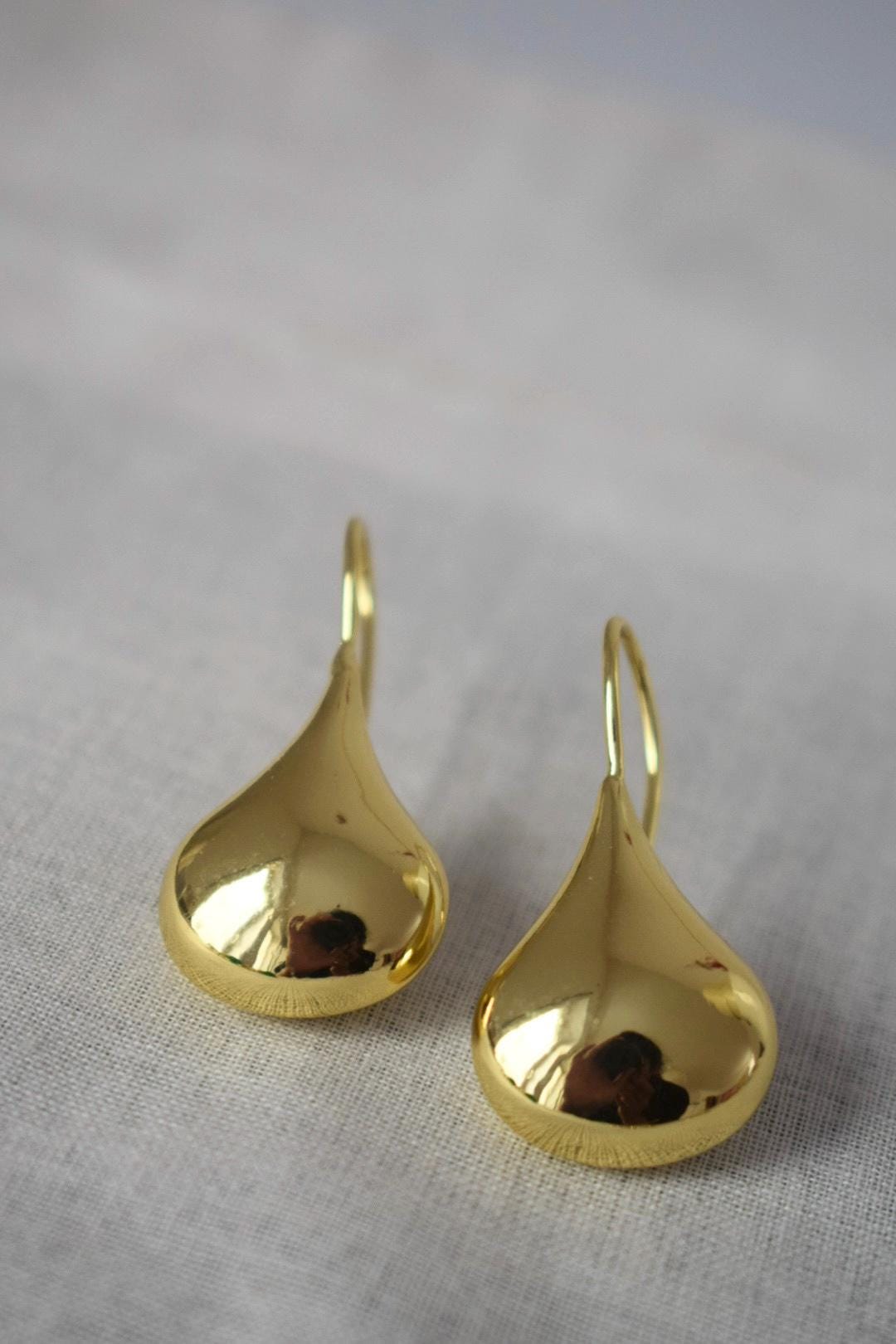 Teardrop Earrings, 18K Gold Plated Dangle Earrings, Minimalist Jewellery, Gift for her